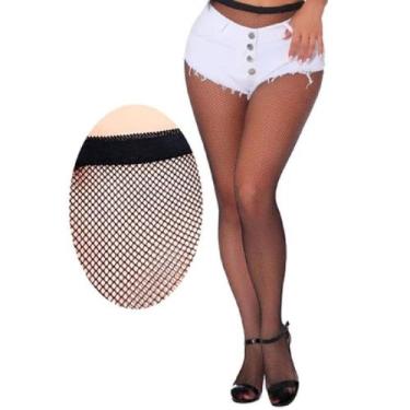 Imagem de Meia Calça Arrastão Elástica Trama Pequena Cós Alto Adulto - Compra Rá