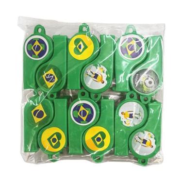 Imagem de Kit 12 Apitos Brasil Torcida Esportiva Infantil e Adulto