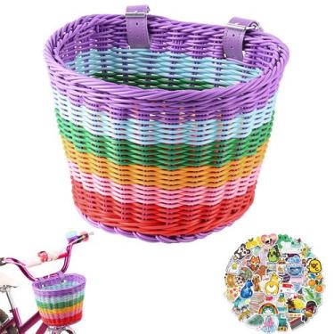 Imagem de Cesta de Bicicleta Infantil RainFlowwer Arco-Íris em Vime 21x16x16 cm