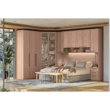 Imagem de Dormitório Modulado Completo Santos Andirá Toledo Wood 100% MDF com Portas Reflecta e LED