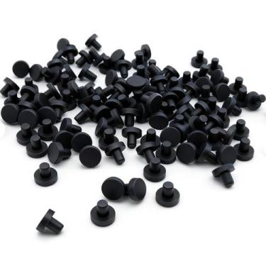 Imagem de Deslizadores com haste de borracha Hxszk, pacote com 48, 1/2" preto