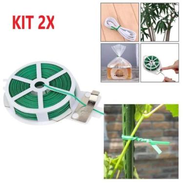 Imagem de Kit 2 Rolos Fio Aramado Orquidea Arame Encapado Jardinagem Plantas Com