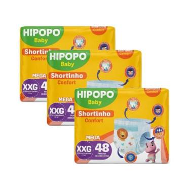 Imagem de Kit c/3un fralda calça hipopó tam xxg 48un cada