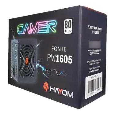 Imagem de Fonte Hayom PW1605 500W 80 Plus White PFC Ativo Bivolt, 100 a 240V AC