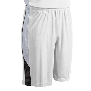 Imagem de CHAMPRO Short de basquete de poliéster rebelde, adulto grande, branco, preto, branco