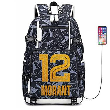 Imagem de FANwenfeng Mochila multifuncional para fãs de basquete JA Number 12, Padrão cinza - 1, Free Size, Moderno