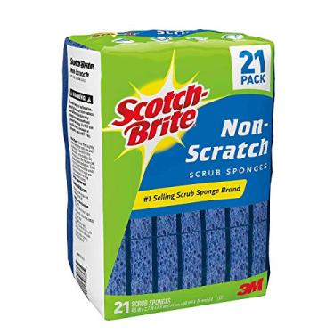 Imagem de Esponjas de esfregão azul escocês sem arranhões, pacote com 21 unidades, 3 m, embrulhadas individualmente novas