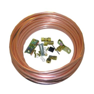 Imagem de LASCO Kit de instalação de máquina de gelo de tubos de cobre 17-0953 com tubo de cobre de 0,6 cm x 6 m, válvula de sela autoatarraxante de compressão de 0,6 cm