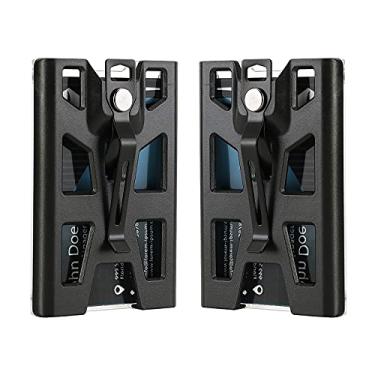 Imagem de Indoula Porta-crachá, porta-crachá de plástico rígido vertical/com cordão e clipe de metal (pacote com 2, 4 cartões armazenáveis).