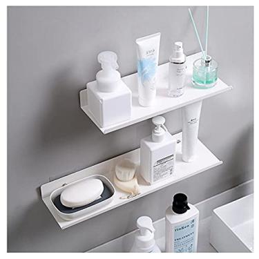 Imagem de Prateleira de armazenamento, prateleiras flutuantes para montagem na parede, para cozinha, banheiro, escritório, lavanderia, design moderno para decoração de casa, 4010 cm