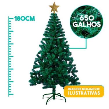 Imagem de Árvore Natal Verde Americano 1,8M  650 Galhos Pinheirinho Pés Em Metal