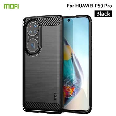 Imagem de For Huawei P50 Pro MOFI Gentleness Series Brushed Texture Carbon Fiber Soft TPU Case