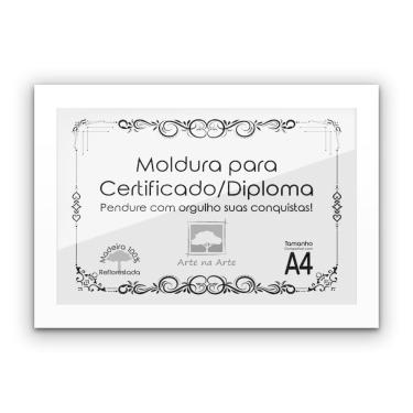 Imagem de 1 Certificado/Diploma A4 Com Tela De Acetato E Mdf Titulo Moldura Branca