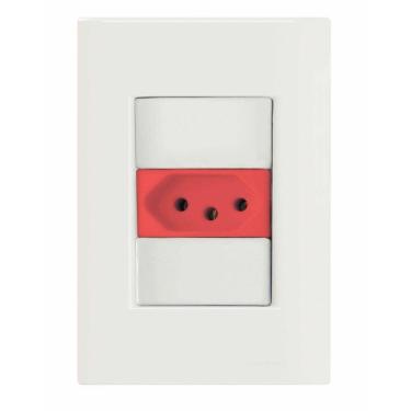 Imagem de Conjunto 4x2 com 1 Tomada 2P+T 20 A 250 V Tramontina Giz Vermelho e Branco Tramontina