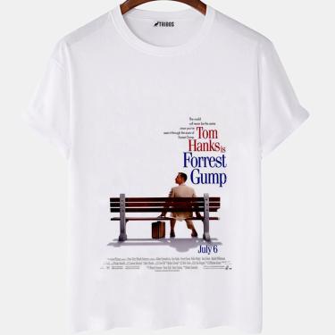 Imagem de Camiseta masculina Filme Famoso Capa Forrest Gump Camisa Blusa Branca Estampada