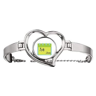 Imagem de Pulseira de 61 Kids Day Happy Childhood Mark Bracelete de coração joia de arame, Medium, Metal