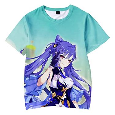 Imagem de Keqing Shirt Cosplay Cute Funny T-Shirt with Short Sleeve Genshin Impact Tops