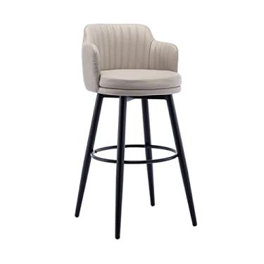 Imagem de Cadeira De Balcão De 26", Banquetas De Bar Com Encosto Baixo, Altura De Balcão Com Braços Banquetas De Ilha De Cozinha, Pedal De Nappa Pedal De 360° Assento Estofado Cromado, Para Bares, Cafés, Pubs