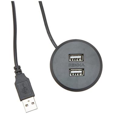 Imagem de Tomada Pop C/ 2 Entradas Usb Embutir Mesa Sofá Preta Redonda