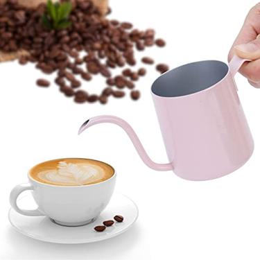 Imagem de 240 ml de copo de café pescoço de ganso bico longo e estreito chaleira de café fácil de controlar o fluxo de água rosa aço inoxidável