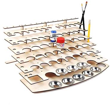 Imagem de Kiboule DIY Pintura De Madeira Rack de Pintura Stand Titular De Armazenamento De Garrafas De Tinta Organizador Pigmento Prateleira Pinturas Bracket Brushes Ferramenta Suporte