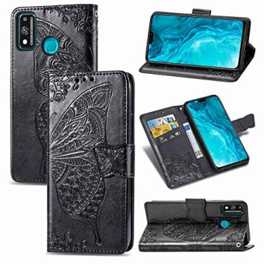 Imagem de HONGYAN Capa de telefone Para Huawei Honor 9X Lite Butterfly Love Flower em relevo horizontal flip em couro com suporte/slot de cartão/carteira/cordão Capa protetora
