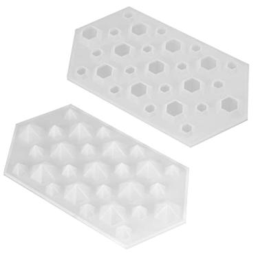 Imagem de Bandeja de cubo de gelo de silicone molde de cubo de gelo 3D diamantes bandeja de gelo molde de chocolate para bar de festa fabricante de bola de uísque faça você mesmo ferramenta de pudim máquina de sorvete molde de cubo de gelo (cor: transparente)