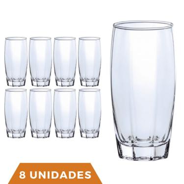 Imagem de Copos de Vidro Jogo com 8 Florence 370ml Transparente Luxo
