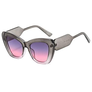 Imagem de Óculos de sol de olho de gato fashion feminino tons vintage designer gafas óculos de sol de luxo armação uv400 óculos grandes óculos, cinza rosa, um