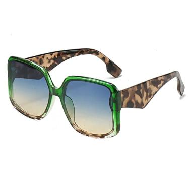Imagem de Óculos de Sol Quadrado Moda Mulheres Homens Lentes Gradientes PC Armação Leopardo Estilo Casual Vintage Óculos de Sol UV400,C7,Tamanho Único