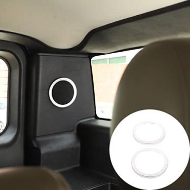Imagem de PIUGILH para H2 anéis de alto-falante de áudio de carro alumínio anodizado decoração de alto-falante de alumínio anodizado acabamento circular para Hummer H2 2003-2007 (prata)