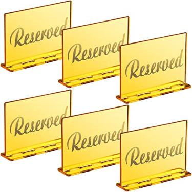 Imagem de 6 conjuntos de placa de mesa reservada espelho acrílico dourado decoração independente livro de visitas casamento sinal reservado para assento mesa de recepção restaurante escritório de negócios
