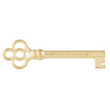 Imagem de Chaveiro de esqueleto de latão folheado com barril vazado para portas de armário, gavetas de cômoda, relógios avôs - antigo, vintage, móveis antigos | KY-3