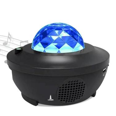 Imagem de Luminária Abajur Giratória Projetor Estrelas Galáxia 360° Musical com Sensor de Batida Bluetooth USB Lorben