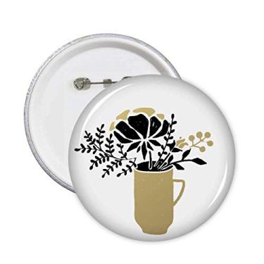 Imagem de Vaso de folhas de flores com citação dourada alfinetes botão redondo decoração de roupas 5 peças