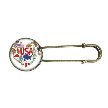 Imagem de EUA América amor coração bandeira nacional retrô metal broche broche clipe jóias