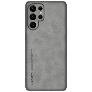 Imagem de OIOMAGPIE Capa de telefone de proteção de lente de couro macio para Samsung Galaxy A72 A52 A73 A53 A33 A23 A13 M53 A33 A23 4G 5G, moldura de TPU para negócios anti-queda (cinza claro, M23)