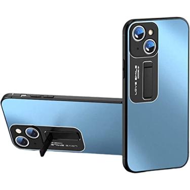 Imagem de KOSSMA CaseCase para iPhone 13 Pro Max/13 Pro/13 com suporte resistente, parte traseira de PC rígido anti-queda fosco com borda de silicone macio capa protetora fina fina (cor: azul, tamanho: 13 Pro Max 6,7 polegadas)