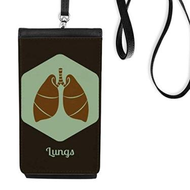 Imagem de Bolsa-carteira para celular com órgãos pulmões, bolso preto para pendurar