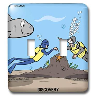 Imagem de 3dRose lsp_5292_2" Scuba Surprise-Diver Star Fish and Buddy Points Out The Shark Switch Duplo Toggle