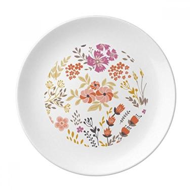 Imagem de Prato de tinta de plantas de flor branca laranja decorativo de porcelana salver louças de jantar