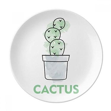 Imagem de Suculentas de cacto, prato de plantas em vaso para aquarela, decoração de porcelana, louças de jantar