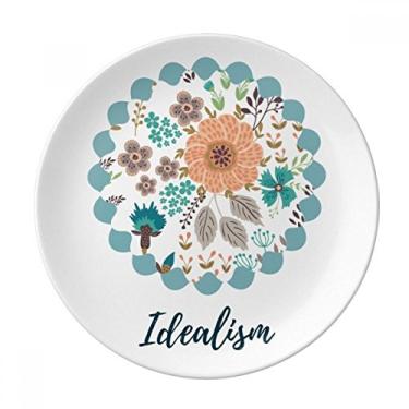 Imagem de Prato de tinta de plantas laranja Sun Orange Flower Decorativo Salver Talheres Prato de jantar