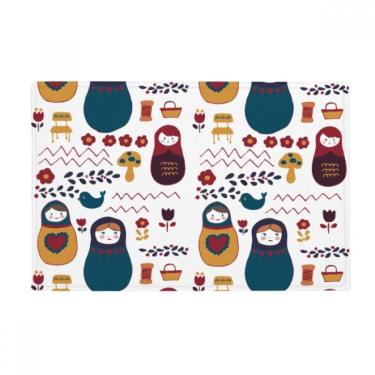 Imagem de DIYthinker Russia Dolls Pôster de flor Matrioska russa Tapete antiderrapante Tapete de porta de banheiro