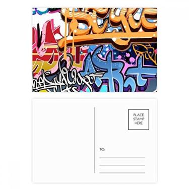 Imagem de Cartão postal colorido com estampa de caveira, grafite, urbano, cartão de felicitações