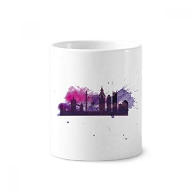 Imagem de Suporte para caneta de escova de dentes de aquarela roxa Reino Unido Inglaterra Londres com suporte de cerâmica