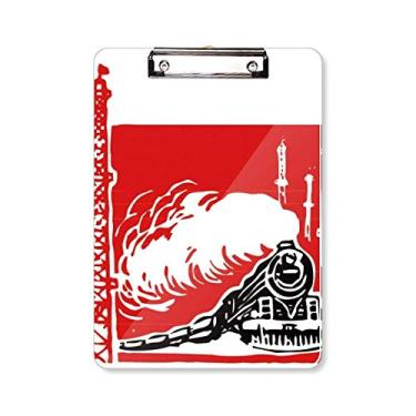 Imagem de China Train Tower Prancheta Vermelho Vapor Pasta Bloco de Escrita Placa de Apoio A4