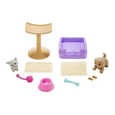 BONECA BARBIE COM CENARIO E ANIMAL PET SHOP GRG90