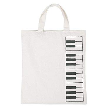 Imagem de Fashion Piano Keys Bolsa de partitura Bolsa de compras para mulheres e meninas Presente – Branca, conforme descrito