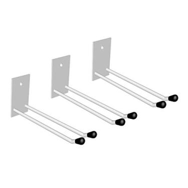 Imagem de Kit 3 Suportes Parede para Rodos e Vassouras 30cm Branco Ferro